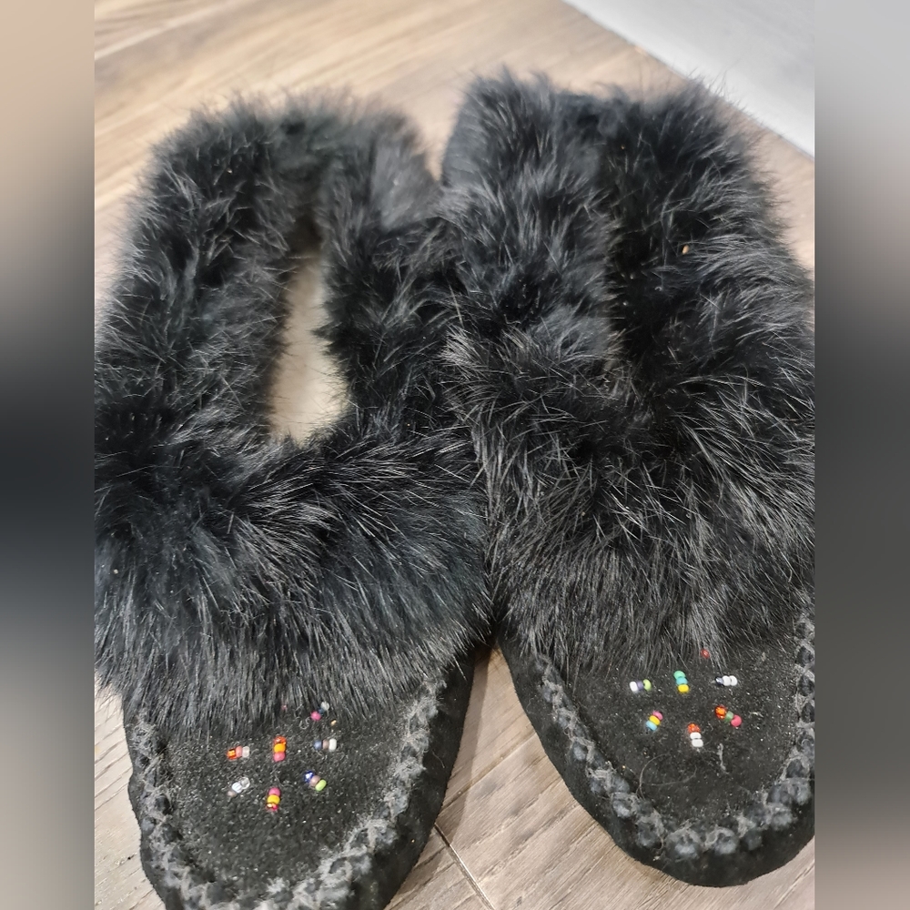 Vintage Black Moccasins Made in Canada size 4